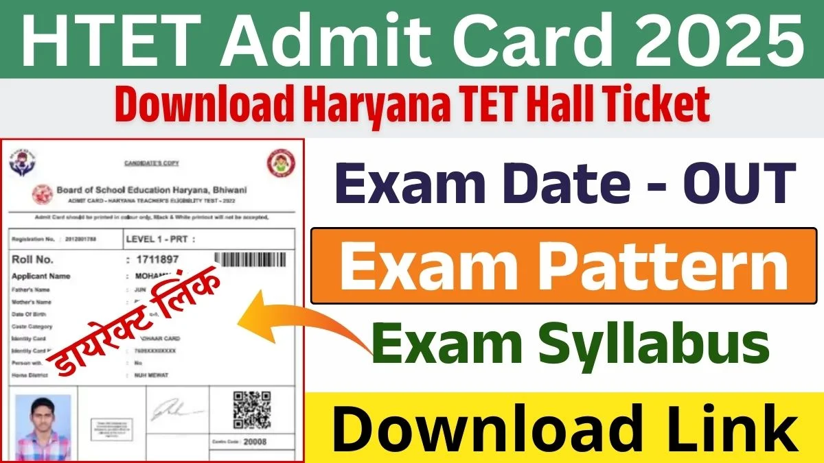 HTET Admit Card 2025 Download Link : HTET Exam held on 8th and 9th February