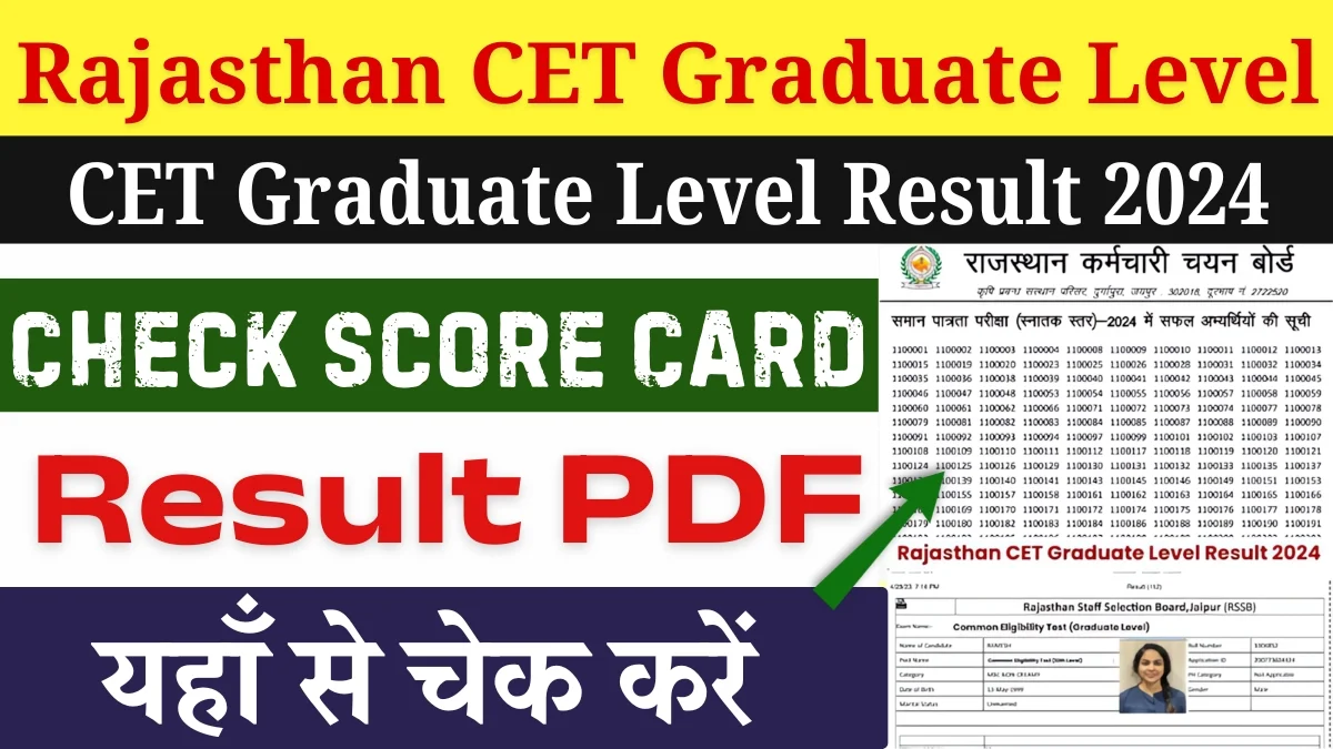 Rajasthan CET Graduate Level Score Card 2025 Declaration, Check Link