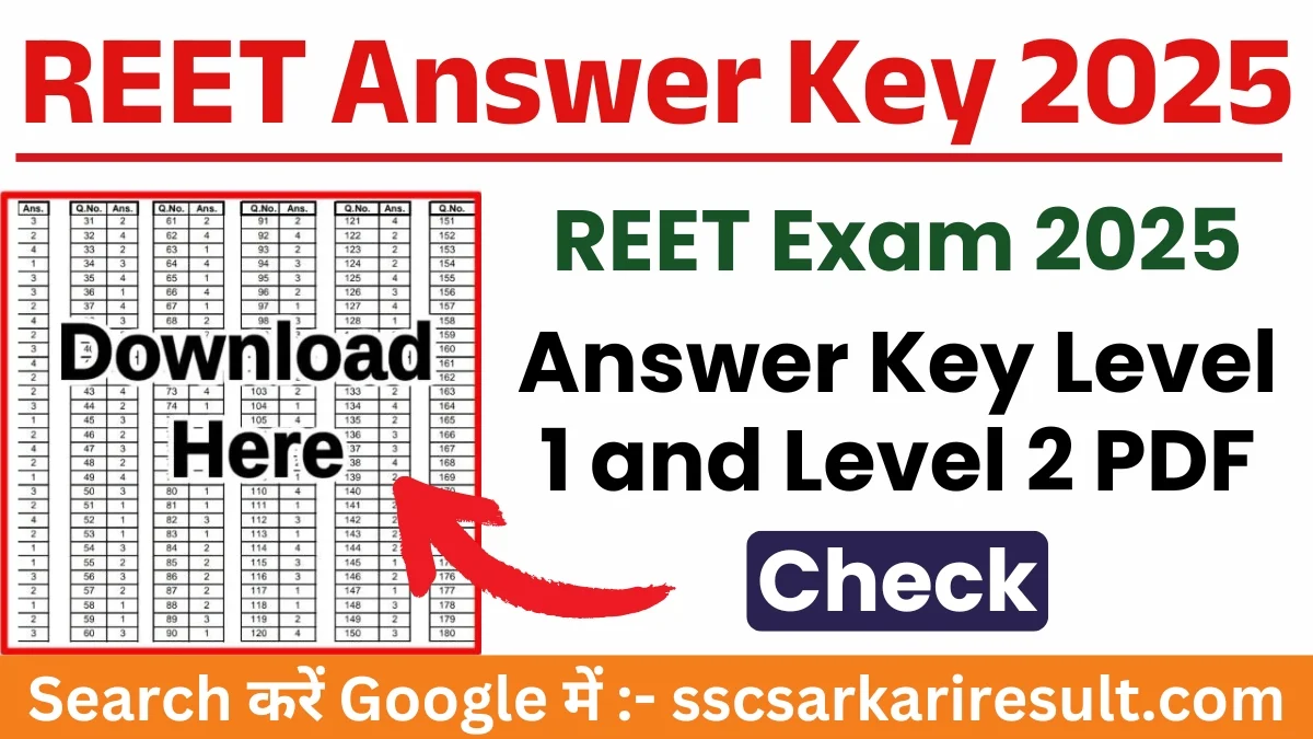 REET 2025 Answer Key Level 1 and Level 2 PDF Download Link