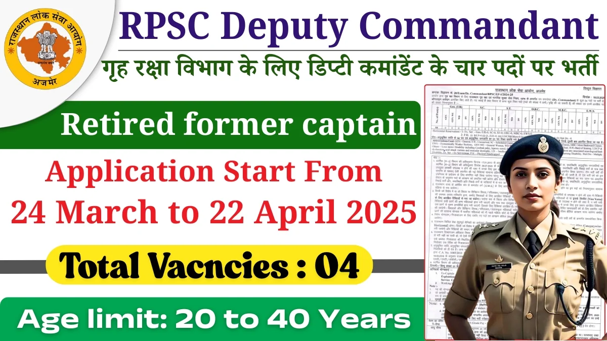RPSC Deputy Commandant Recruitment 2025: Golden opportunity for a government job in Home Defense Department!