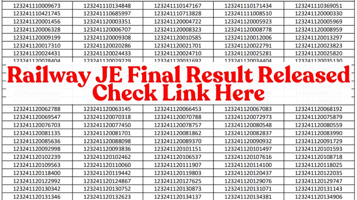 RRB Junior Engineer Result Released, Check Here Link