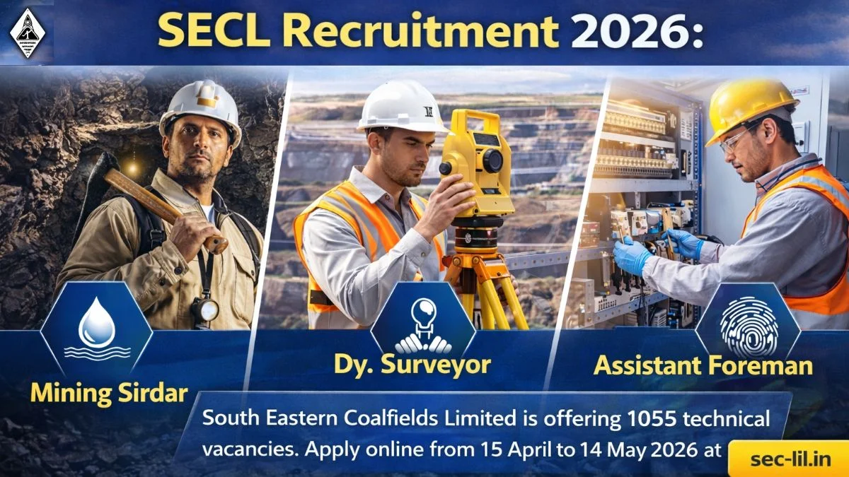 SECL Recruitment 2026: Apply Online for 1055 Mining Sirdar, Dy. Surveyor & Assistant Foreman Posts